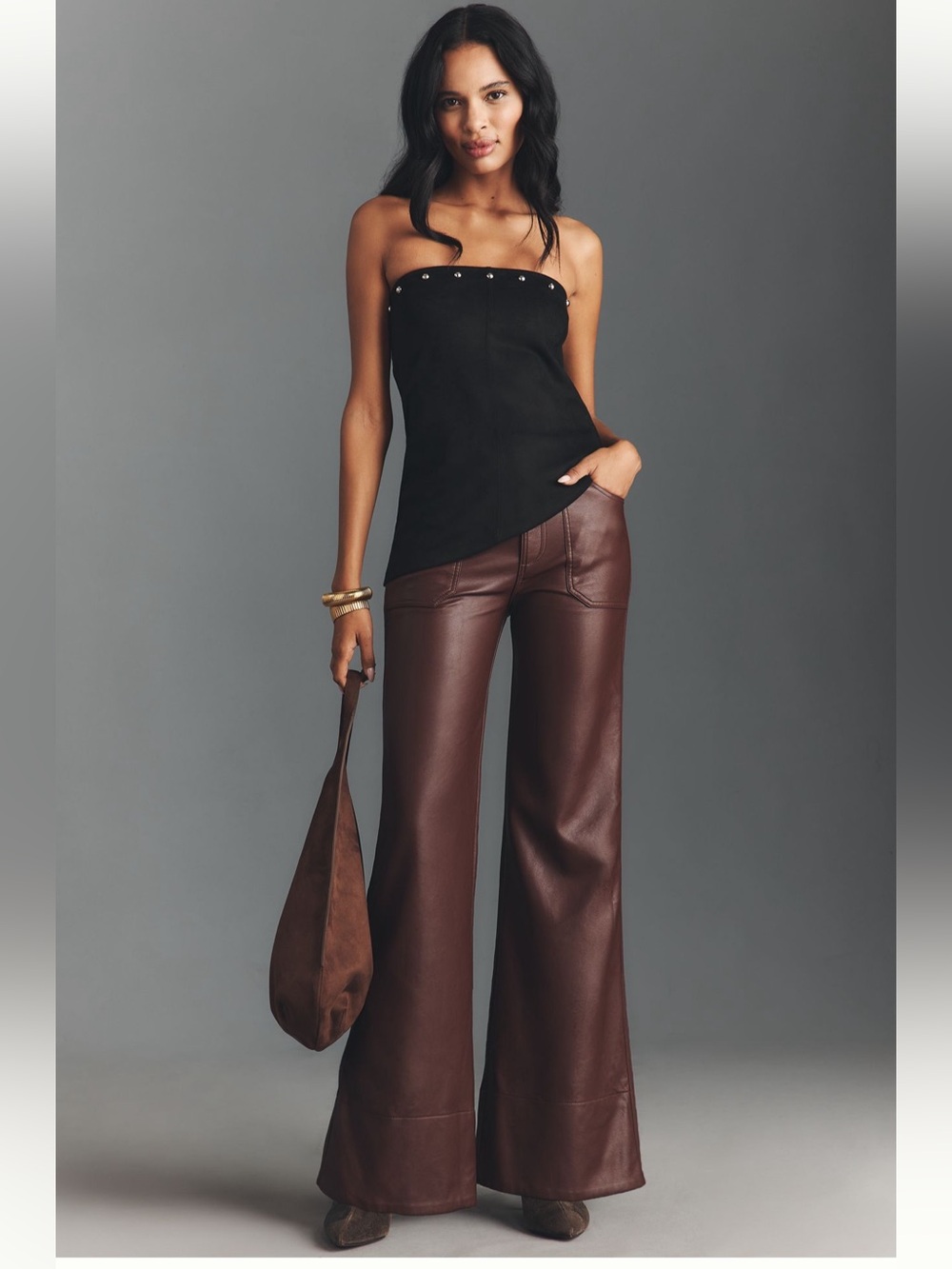 Anthropologie Rylan Faux Leather Relaxed High-Rise Flare Pants - Size 25 - BNWT